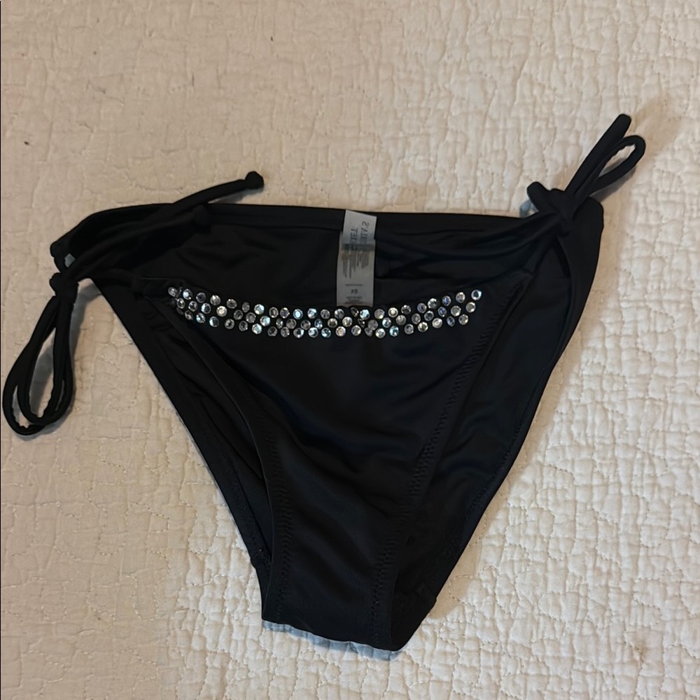 Victoria's Secret Black Bikini Bottom with Silver Accents